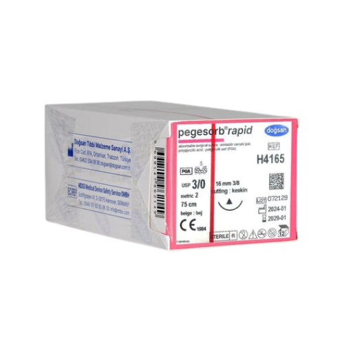 Pegesorb Rapid 3/0 16 3/8 Keskin (Δ) 75cm PGLA Emilebilir Sütür 12 Ad./Pkt