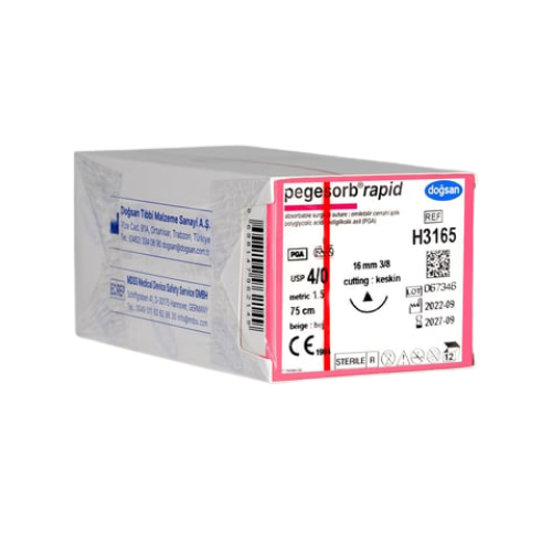 Pegesorb Rapid 4/0 16 3/8 Keskin (Δ) 75cm PGLA Emilebilir Sütür 12 Ad./Pkt