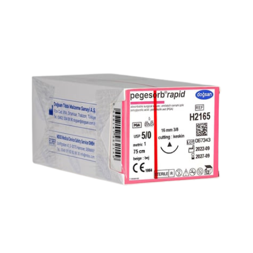 Pegesorb Rapid 5/0 16 3/8 Keskin (Δ) 75cm PGLA Emilebilir Sütür 12 Ad./Pkt