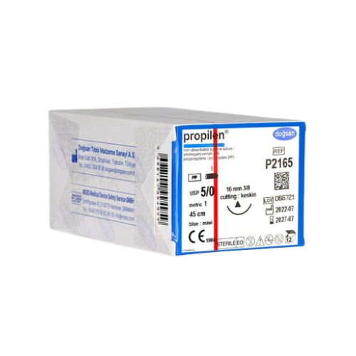 Doğsan Propilen 5/0 16 3/8 Keskin (Δ) 45cm Polipropilen Emilemeyen Sütür