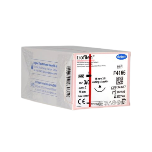 Trofilen 3/0 16 3/8 Keskin (▼) 75cm PVDF Emilemeyen Sütür 12 Ad./Pkt
