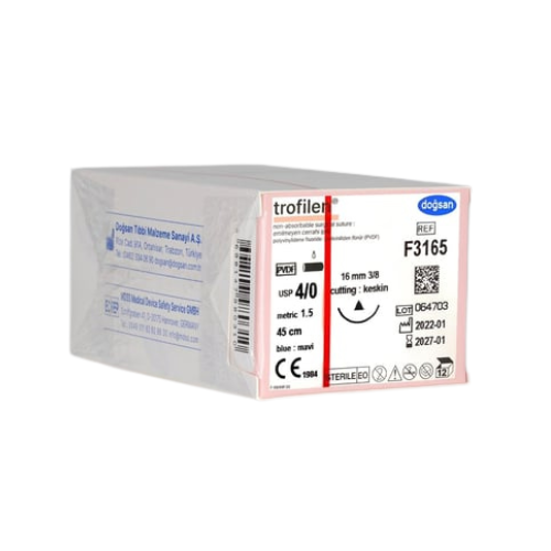 Trofilen 4/0 16 3/8 Keskin (Δ) 45cm PVDF Emilemeyen Sütür 12 Ad./Pkt