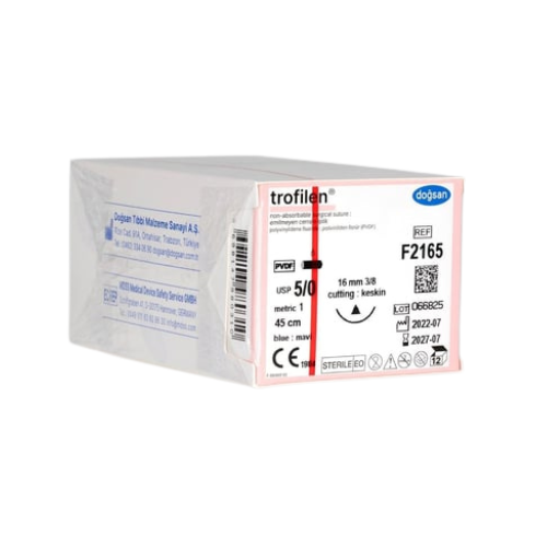 Trofilen 5/0 16 3/8 Keskin (Δ) 45cm PVDF Emilemeyen Sütür 12 Ad./Pkt