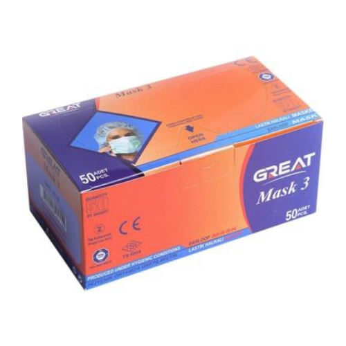 Great Mavi 3 Katlı Cerrahi Maske