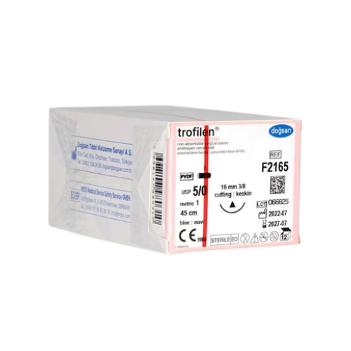 Trofilen 5/0 16 3/8 Keskin (Δ) 45cm PVDF Emilemeyen Sütür 12 Ad./Pkt