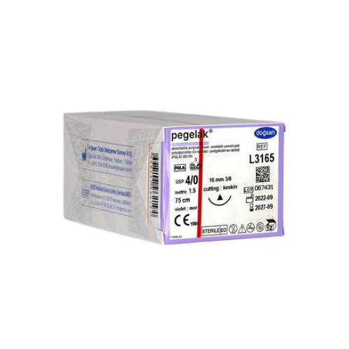 Pegelak 4/0 16 3/8 Keskin (Δ) 75cm PGLA Emilebilir Sütür 12 Ad./Pkt