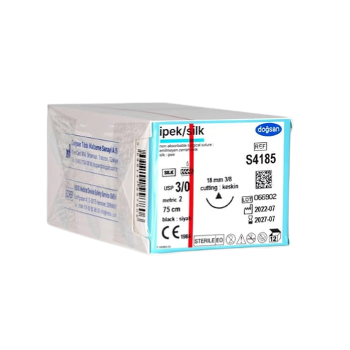 Doğsan İpek 3/0 18 3/8 Keskin (Δ) 75cm İpek Emilemeyen Sütür 12 Ad./Pkt